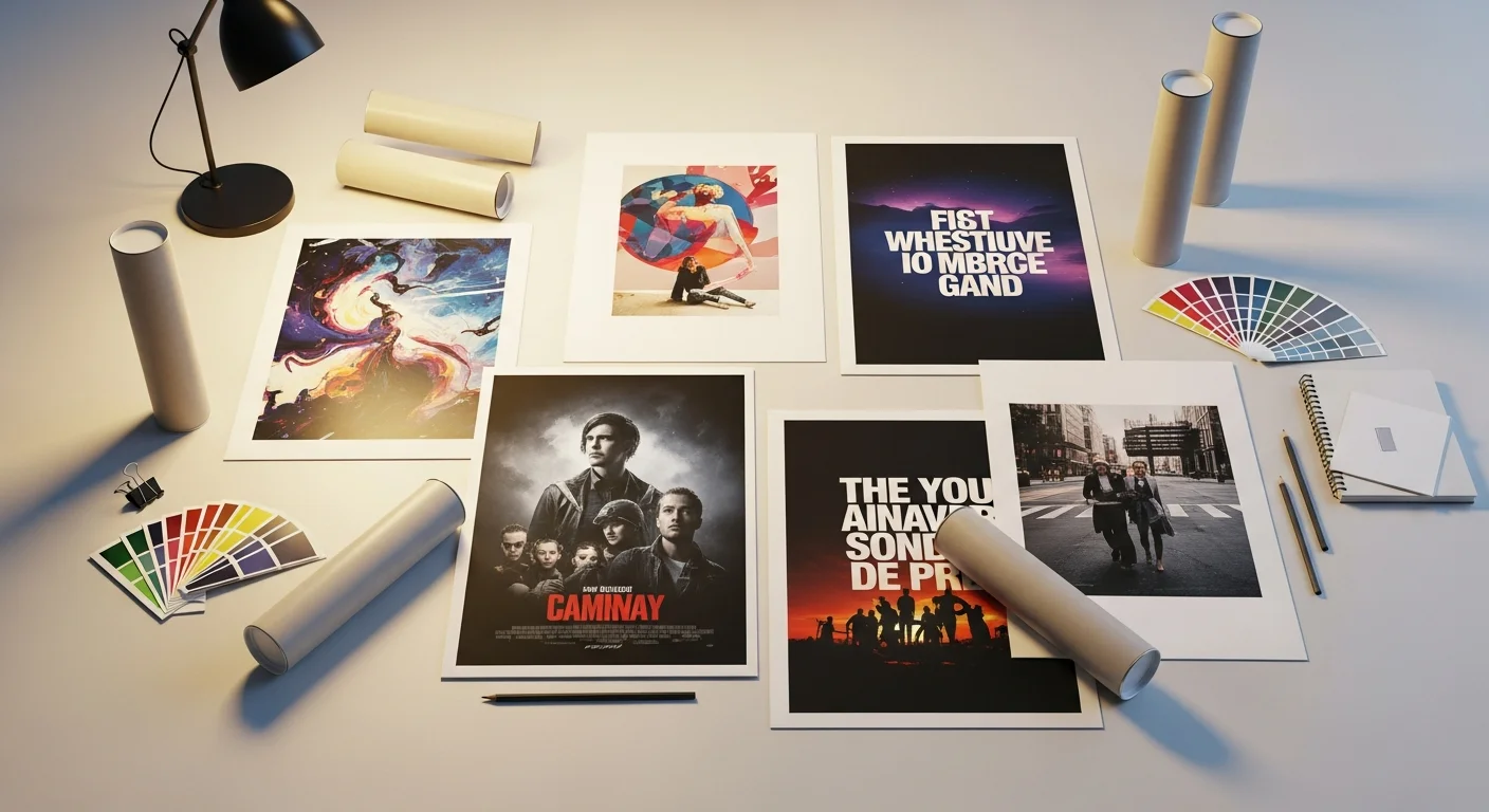 Custom posters with personalized photos art and typography printed on paper canvas and metal materials