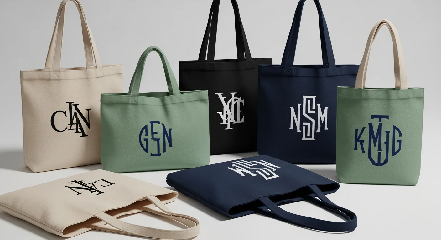 Custom tote bags with personalized logos and designs printed on canvas fabric