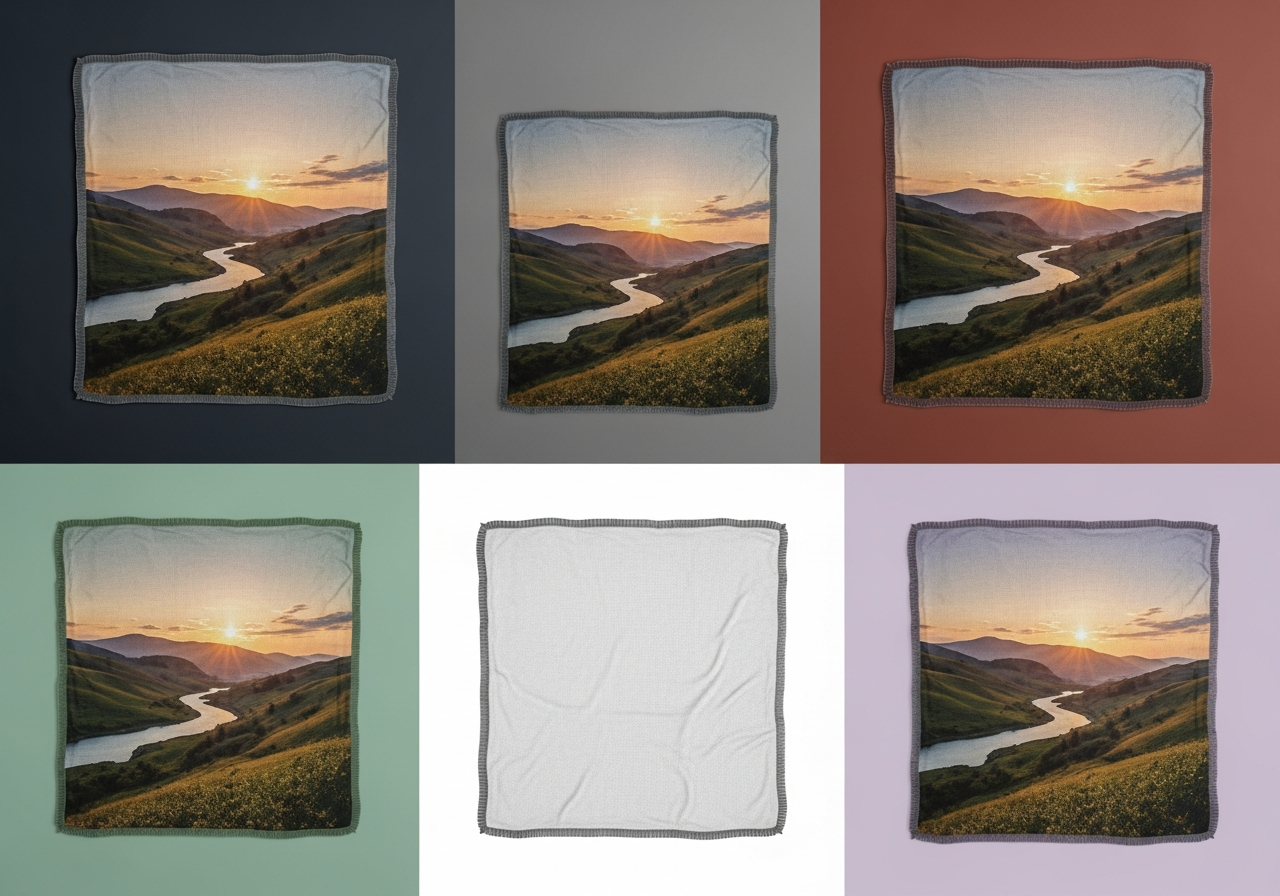 Color theory examples for blanket design showing complementary analogous and monochromatic blanket color schemes with warm and cool tones