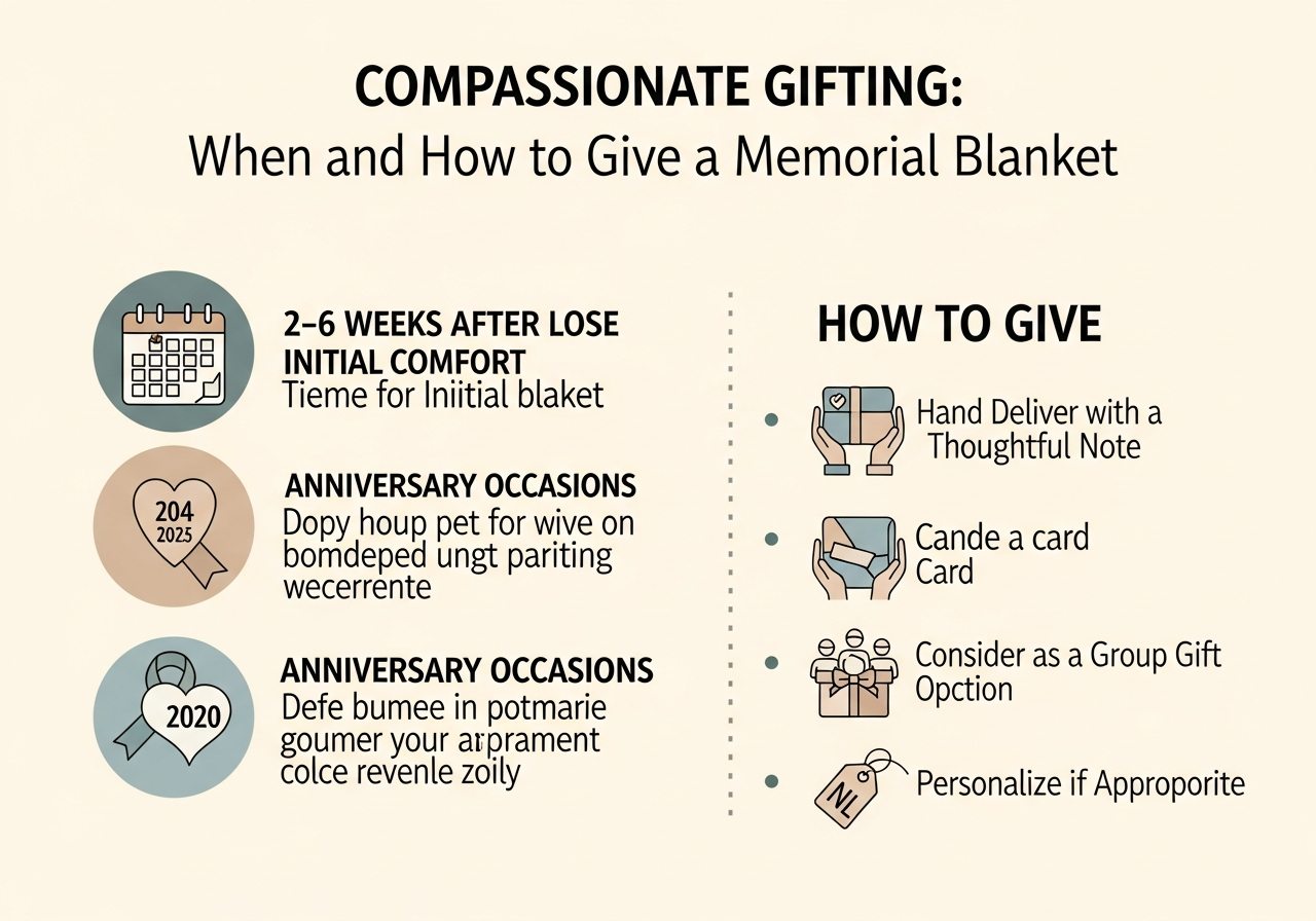 Memorial blanket gifting etiquette and timeline showing appropriate occasions from funeral service through anniversary of death remembrance milestones
