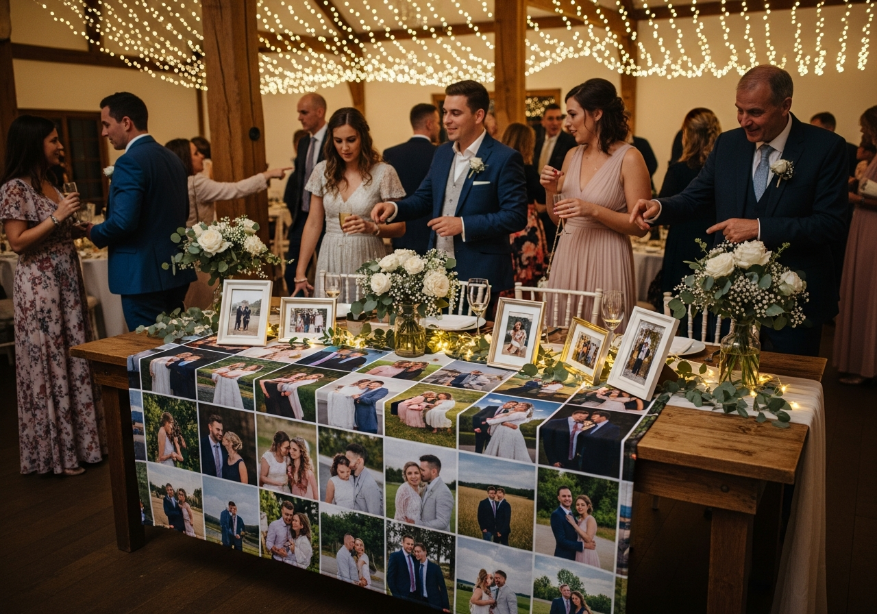 Custom blankets used for wedding reception décor showing blanket ladder display photo booth props outdoor ceremony throws and gift table backdrop