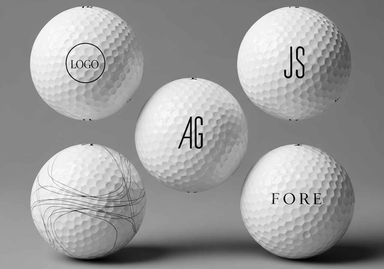 Minimalist golf ball design examples showing subtle branding small logos and clean typography trends for 2026