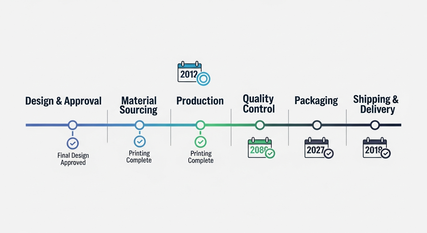 Shipping timeline visualization for bulk custom hoodie orders