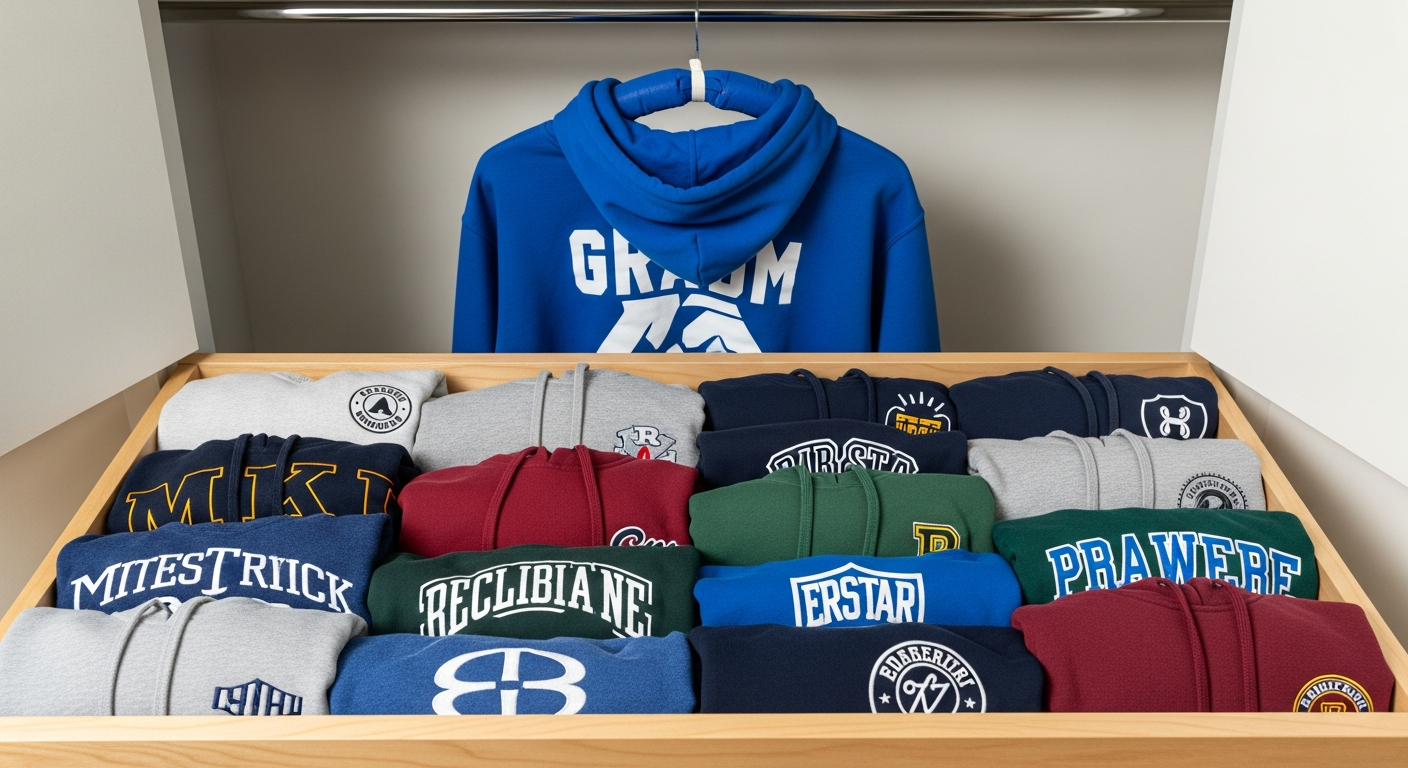 Proper hoodie storage methods showing folding and hanging techniques