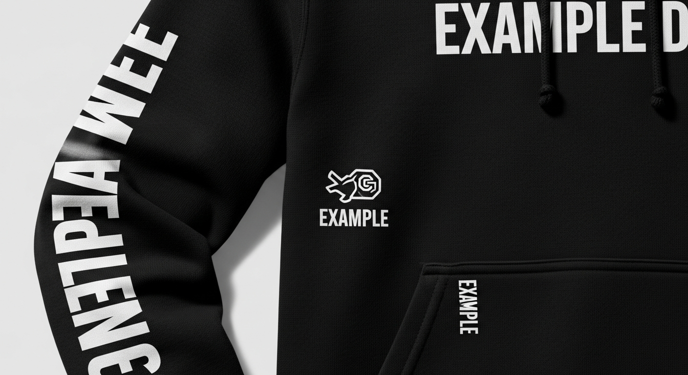Sleeve and pocket printing options shown on custom hoodie templates