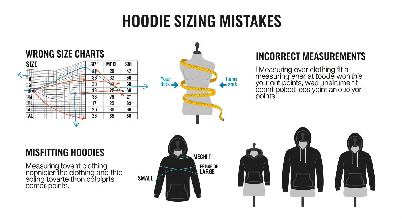 Common sizing mistakes chart for custom hoodie orders