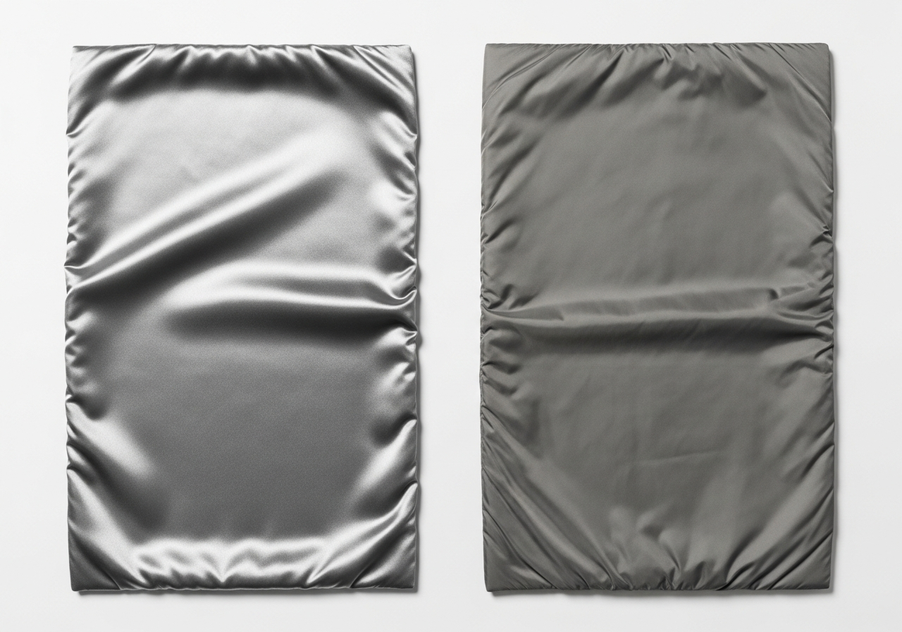 Comparison of satin nylon and polyester custom bomber jacket materials showing texture and sheen differences