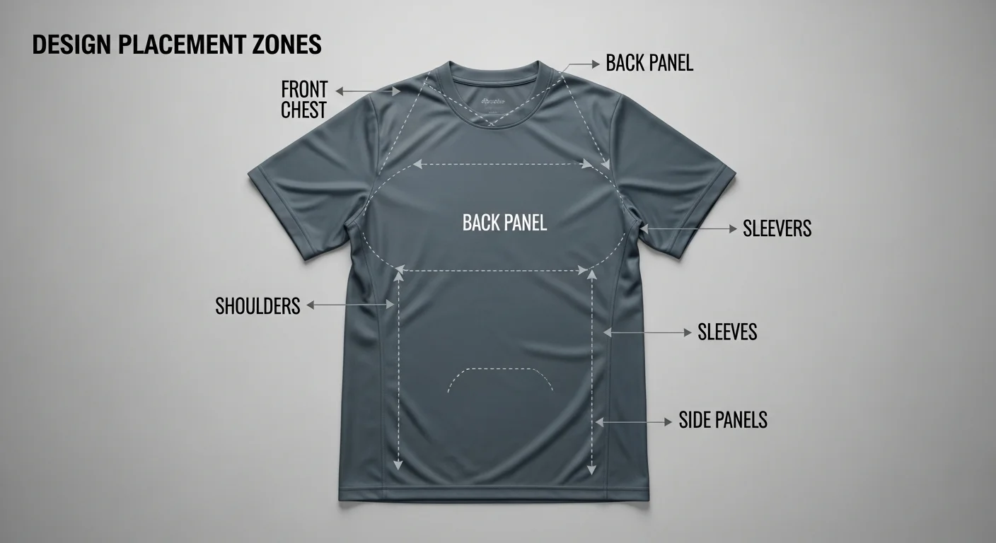 Jersey Design Placement Guide: Front, Back, Sleeves, Shoulders & Side Panels
