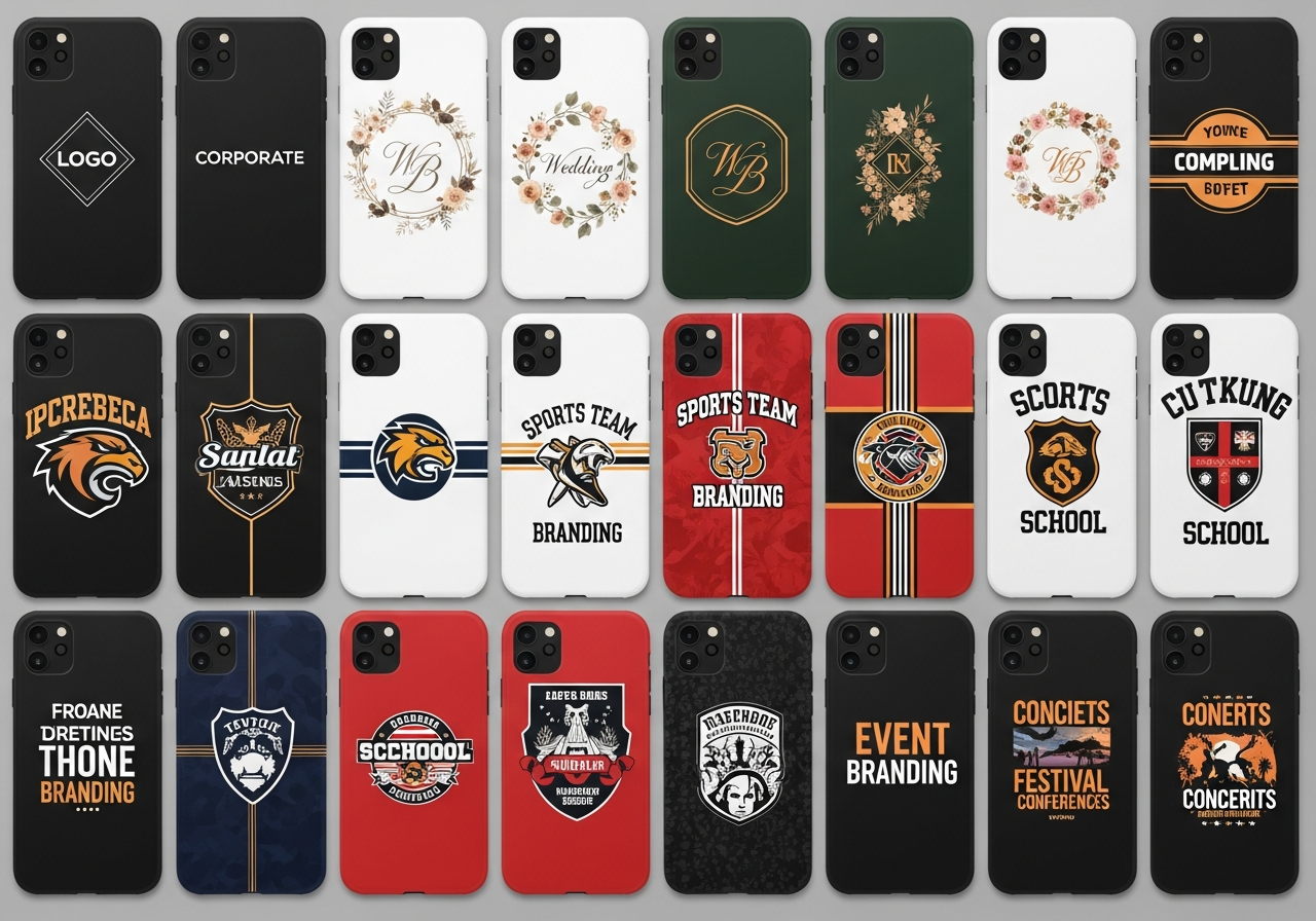 Design templates for multiple phone models showing printable areas