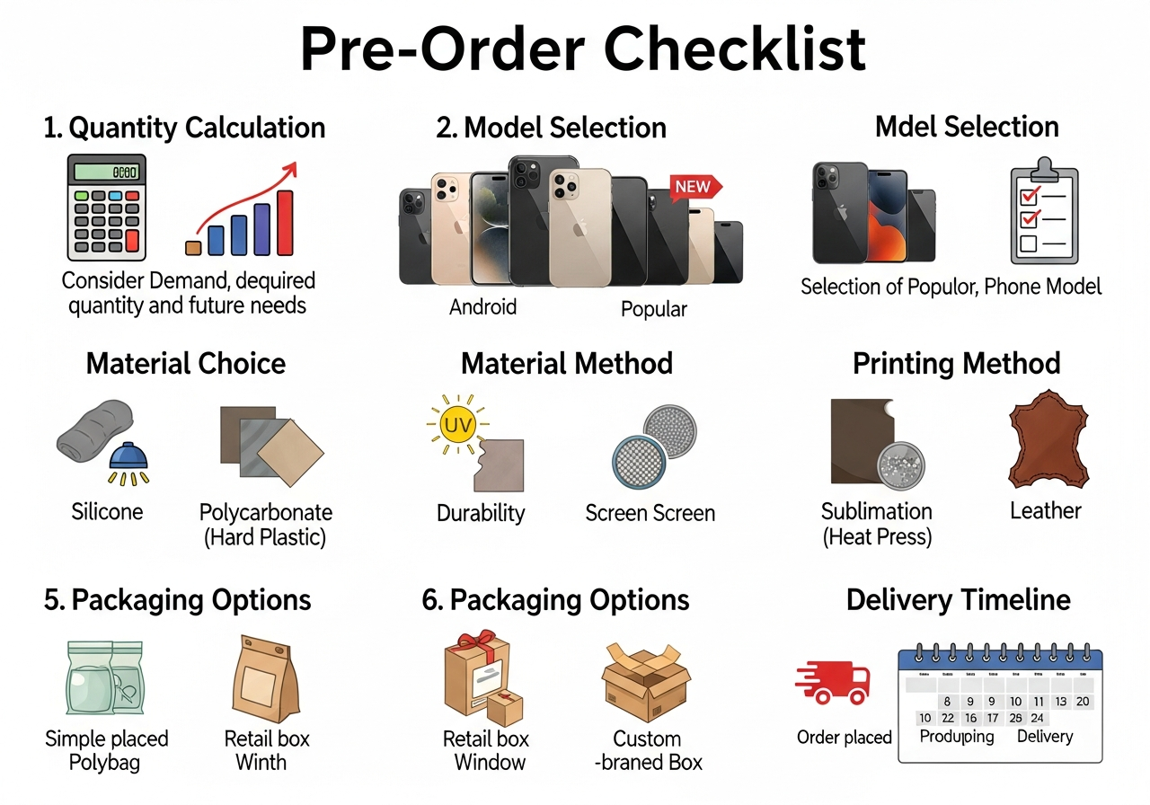 Pre-order preparation checklist for bulk phone case orders