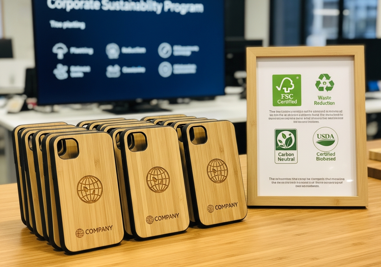 Corporate branded eco-friendly phone cases with sustainable packaging