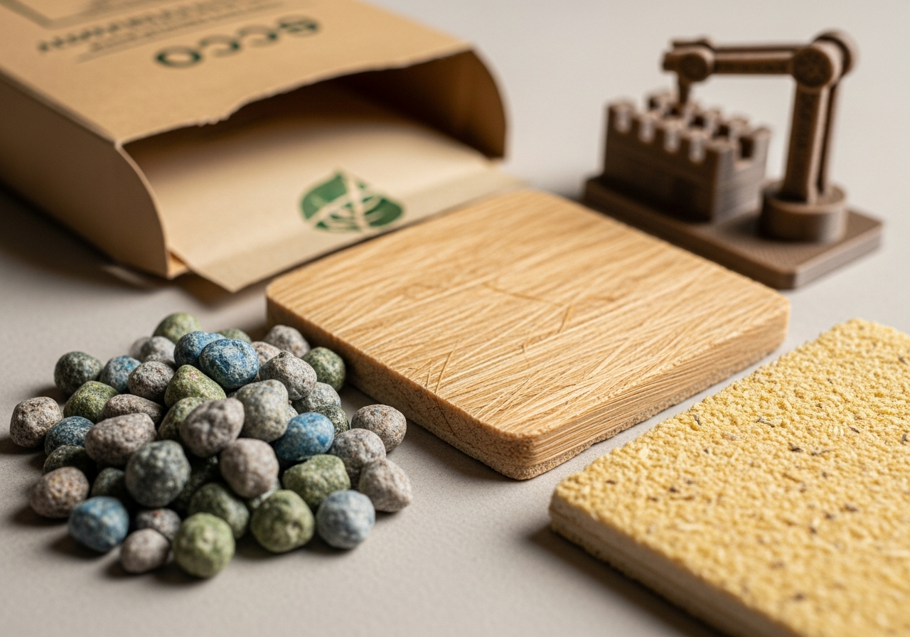 Recycled plastic pellets being processed into custom phone case blanks