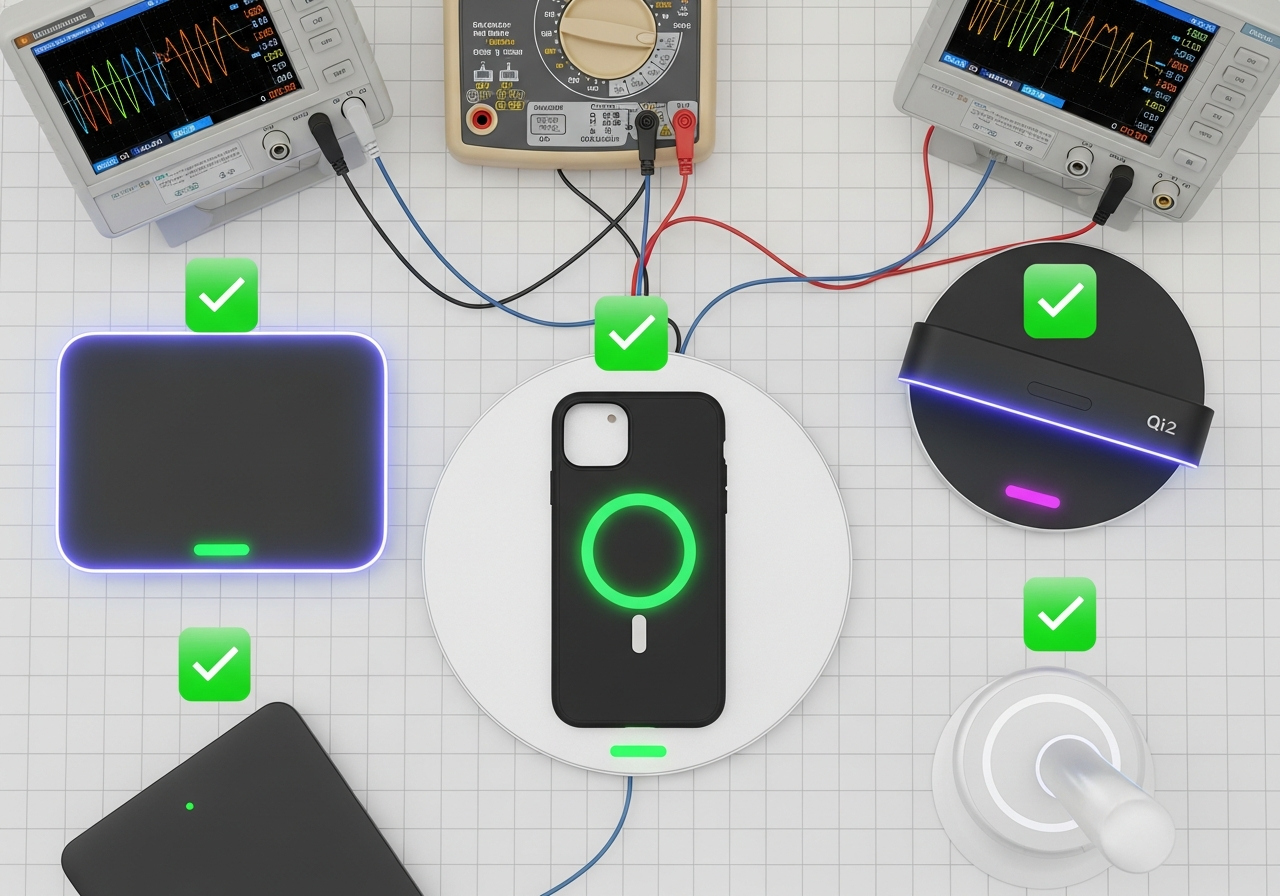 Qi2 universal wireless charging compatibility diagram for phone cases