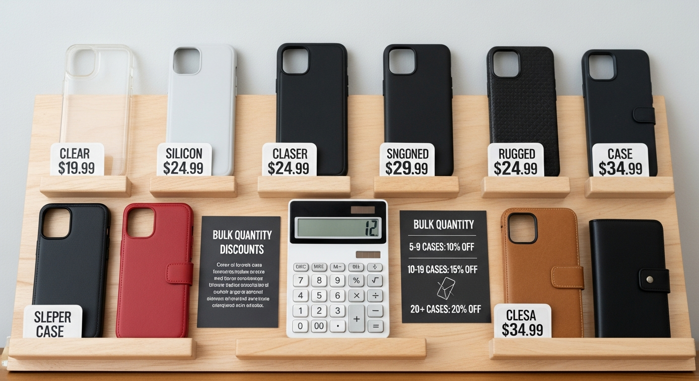 Custom phone case pricing breakdown showing cost factors and comparisons
