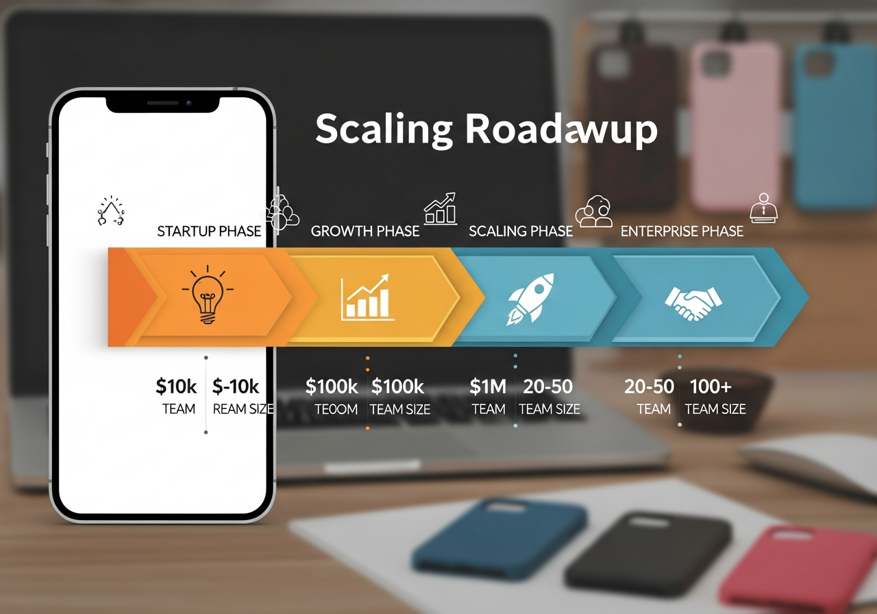 Business scaling roadmap from startup to established phone case company
