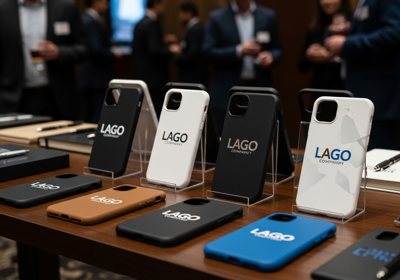 Custom branded phone cases for corporate events and trade show giveaways