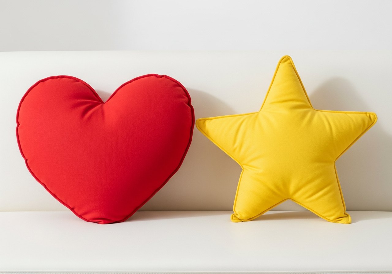 Popular custom shaped pillow forms including heart star letter and state outline shapes in various sizes