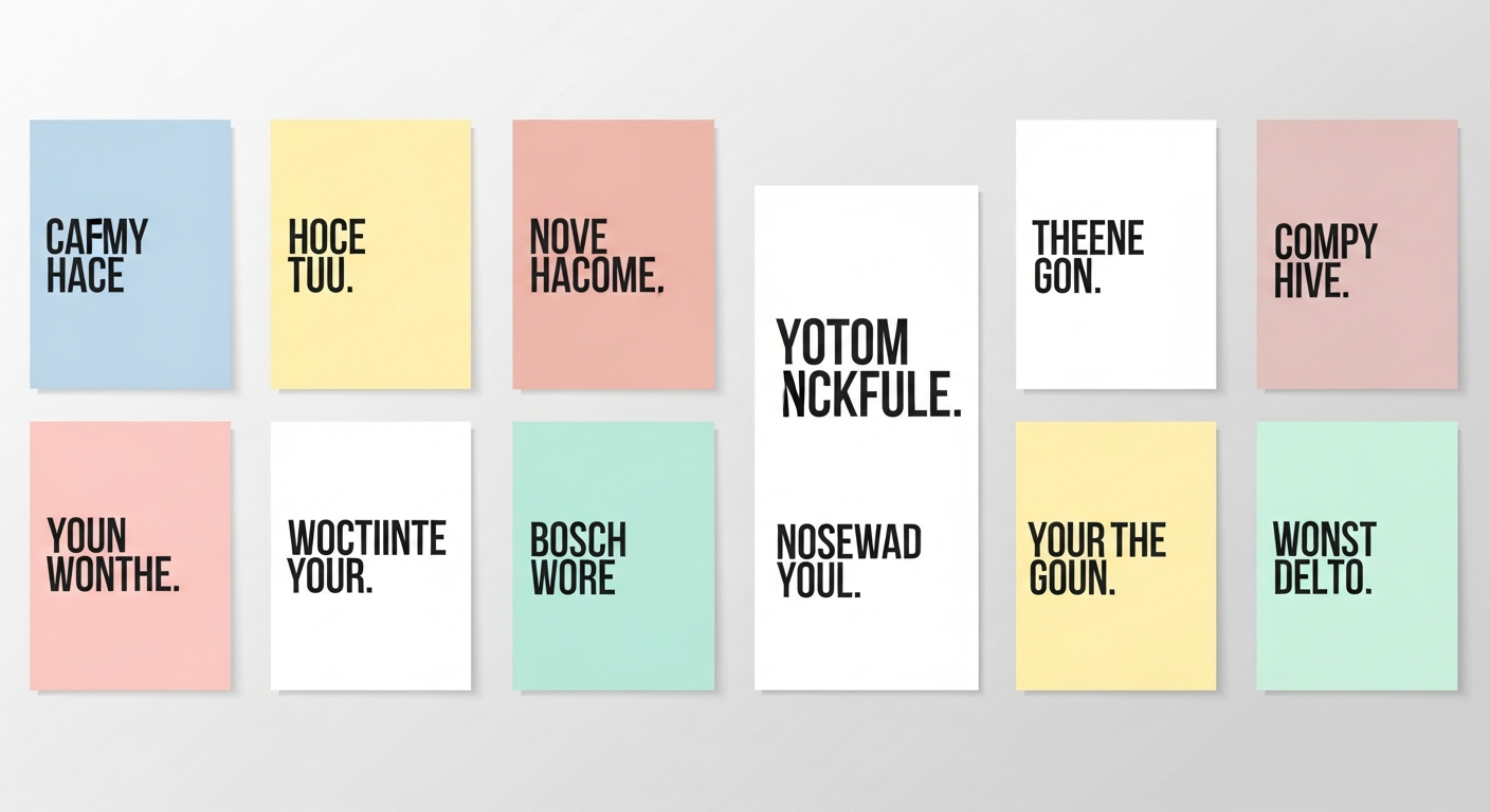 Minimalist custom quote poster designs showing clean typography single word and centered text layouts
