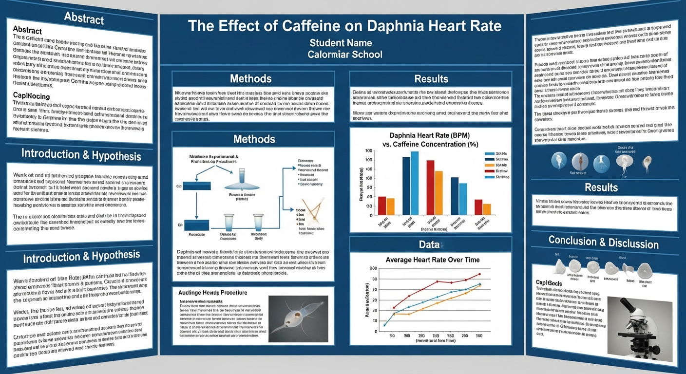 Custom science fair poster board showing professional research presentation layout with charts and data