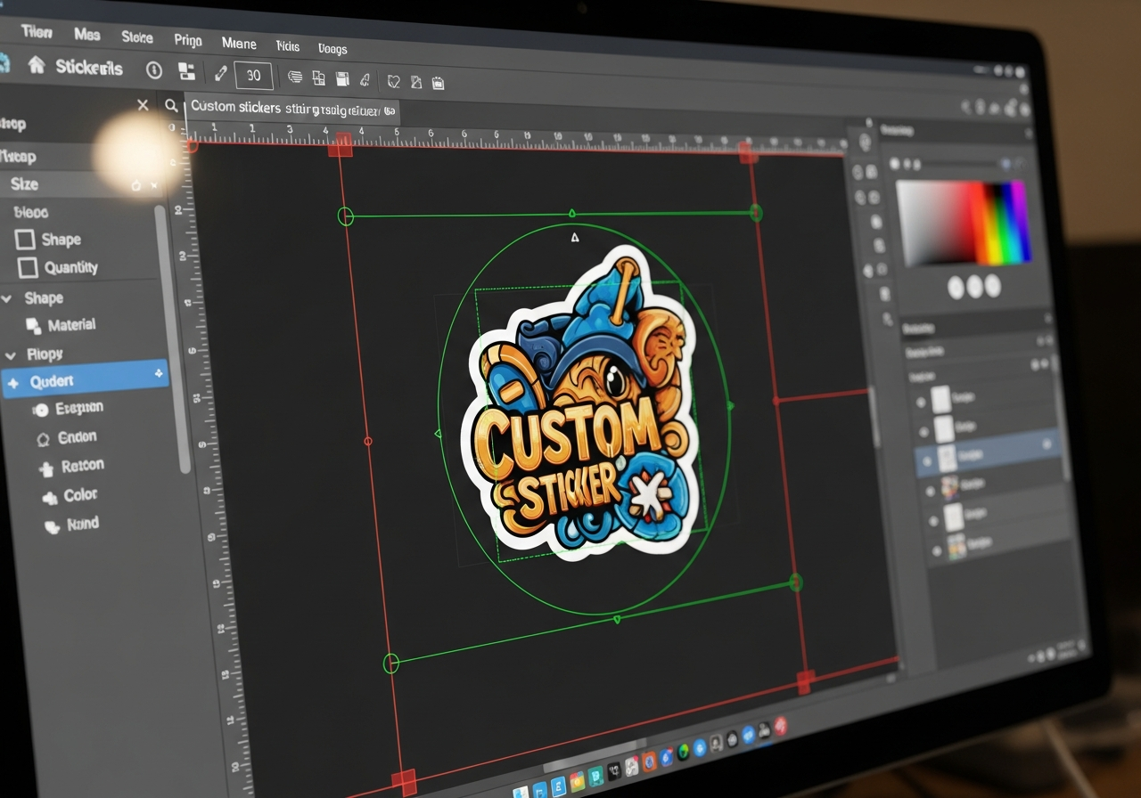Sticker file setup diagram showing bleed trim and safe zone measurements
