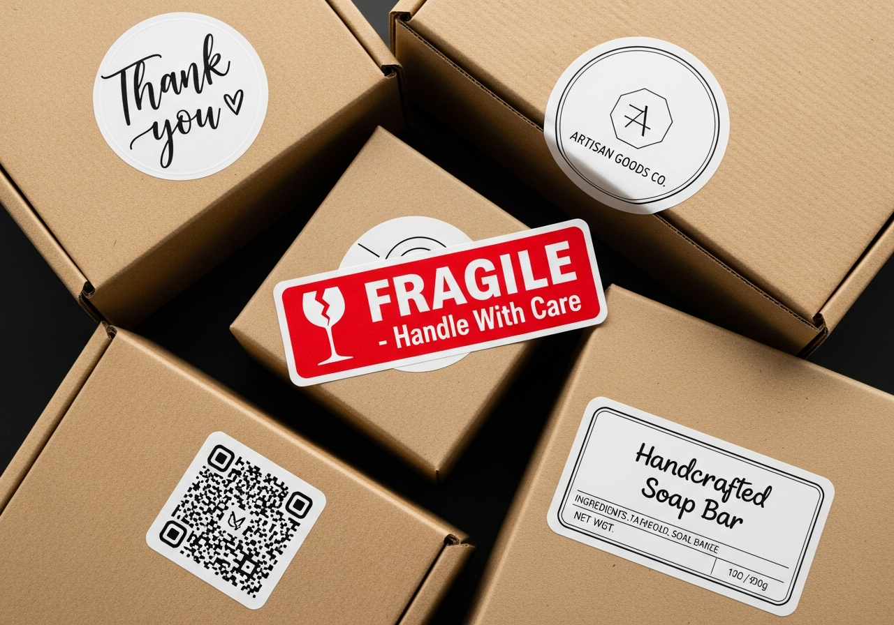 Product packaging sticker types including box seals labels and tamper-evident options