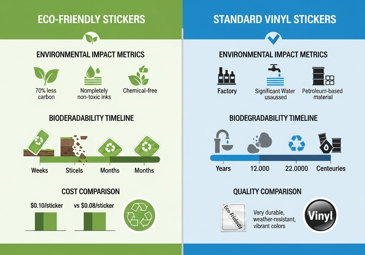Cost comparison chart eco-friendly versus standard sticker materials