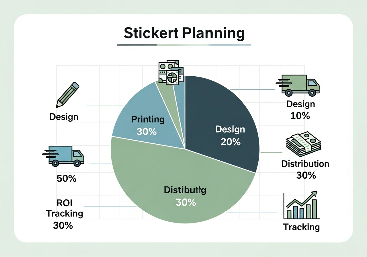 Sticker marketing budget planning chart with allocation breakdown