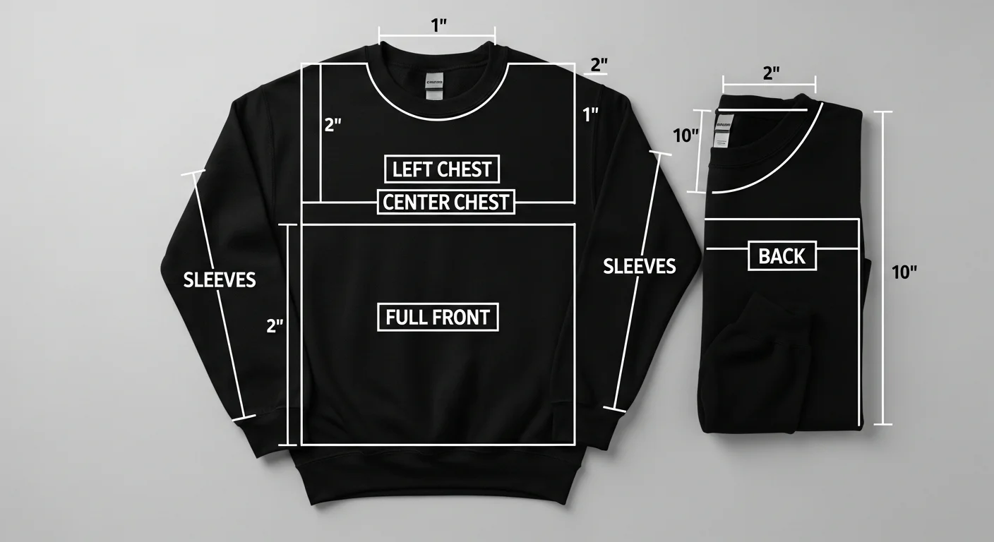 Crewneck Design Placement Guide: Front, Back, Sleeve & Collar Print Zones