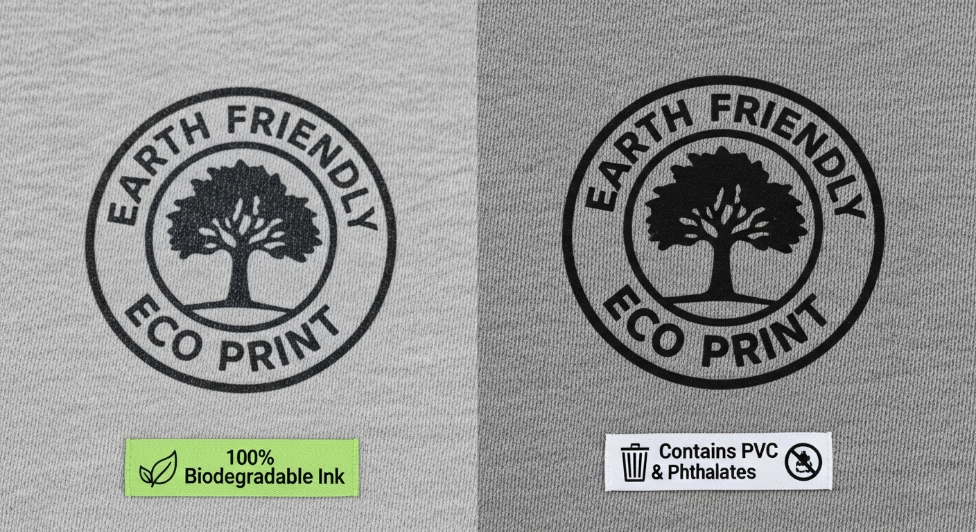 Comparison of water-based eco inks versus traditional plastisol inks on sweatshirt fabric
