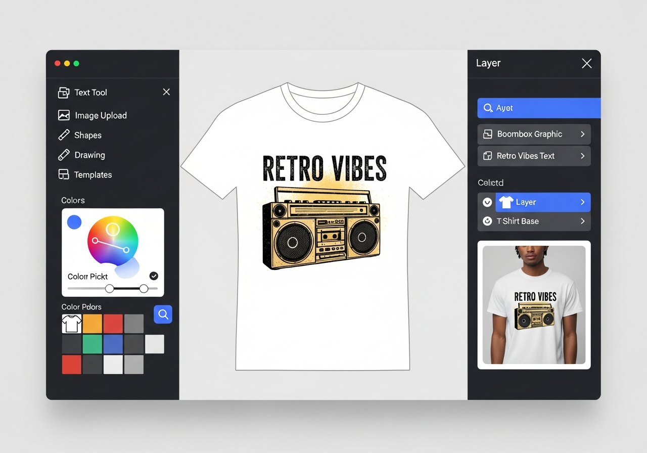 Screenshot of the RareCustom design tool interface showing live preview and design options