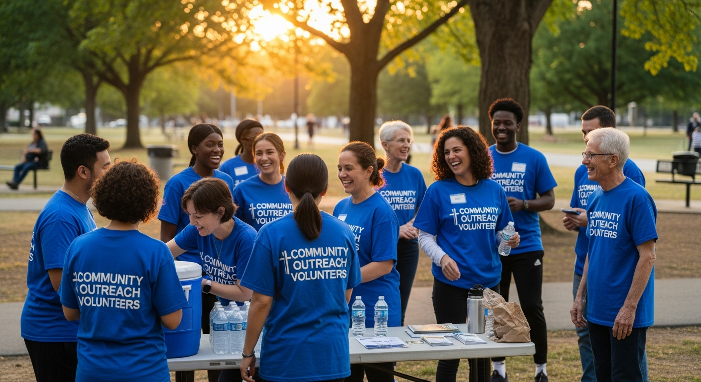 Custom church group t-shirts displayed with various ministry and retreat designs