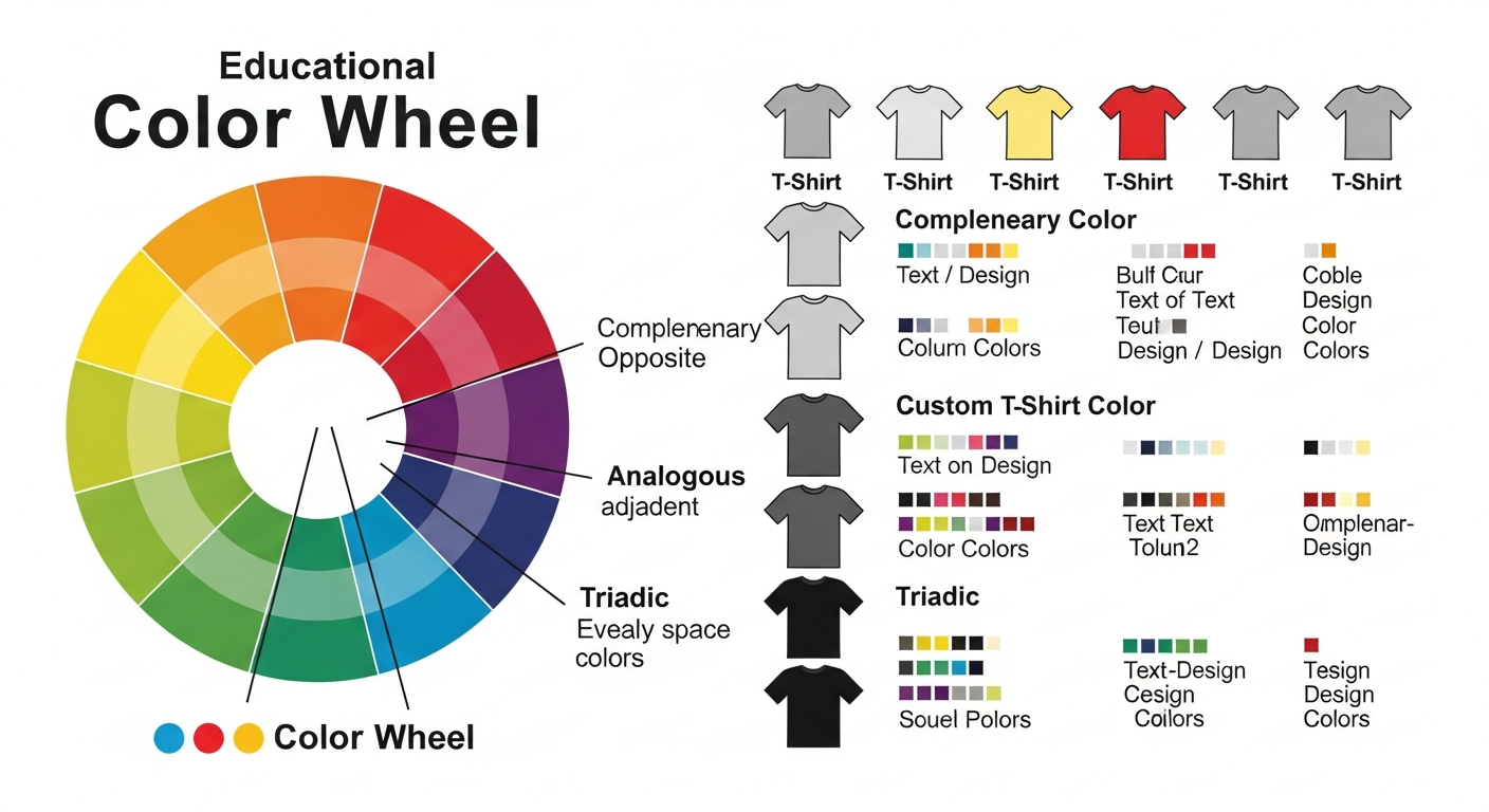 T-shirt color combination examples showing proven palettes on custom printed apparel