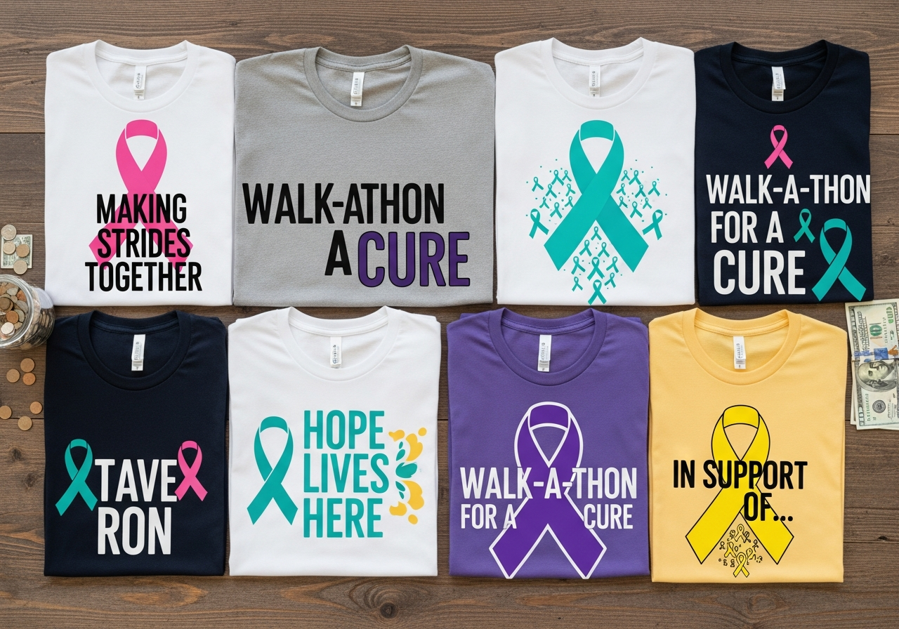 Nonprofit fundraising apparel designs for charity events and awareness campaigns