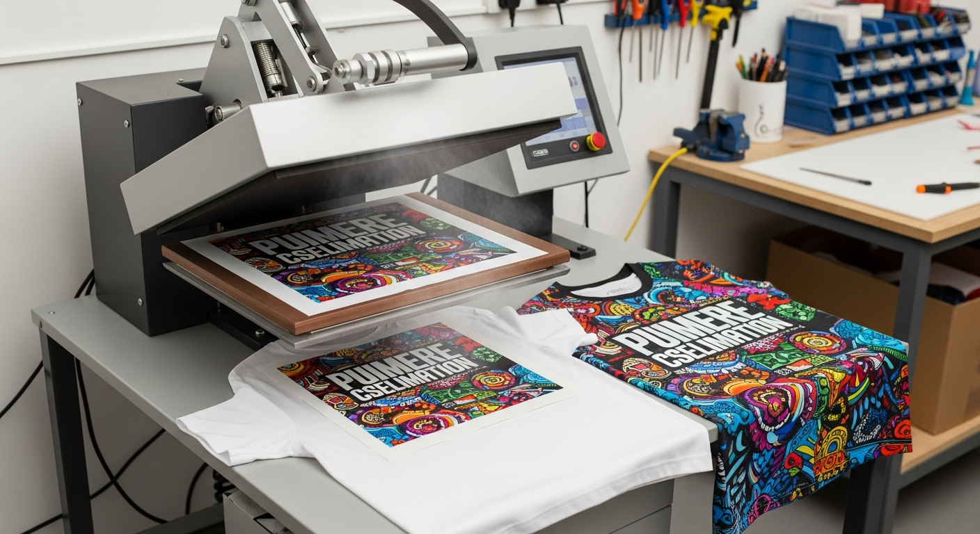 Sublimation printer and heat press used for dye sublimation custom t-shirt printing