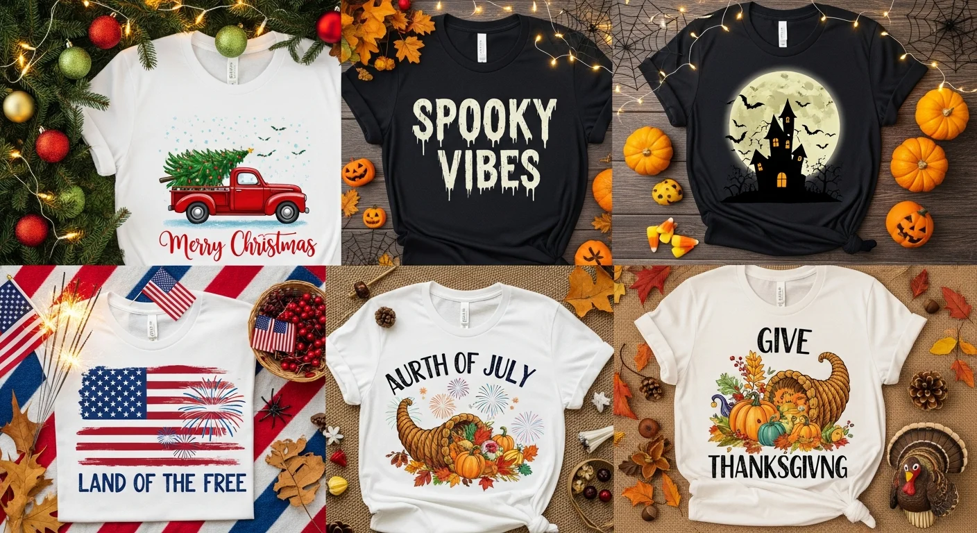 Custom T-Shirts for Holidays: Christmas, Halloween, Fourth of July & Every Seasonal Celebration