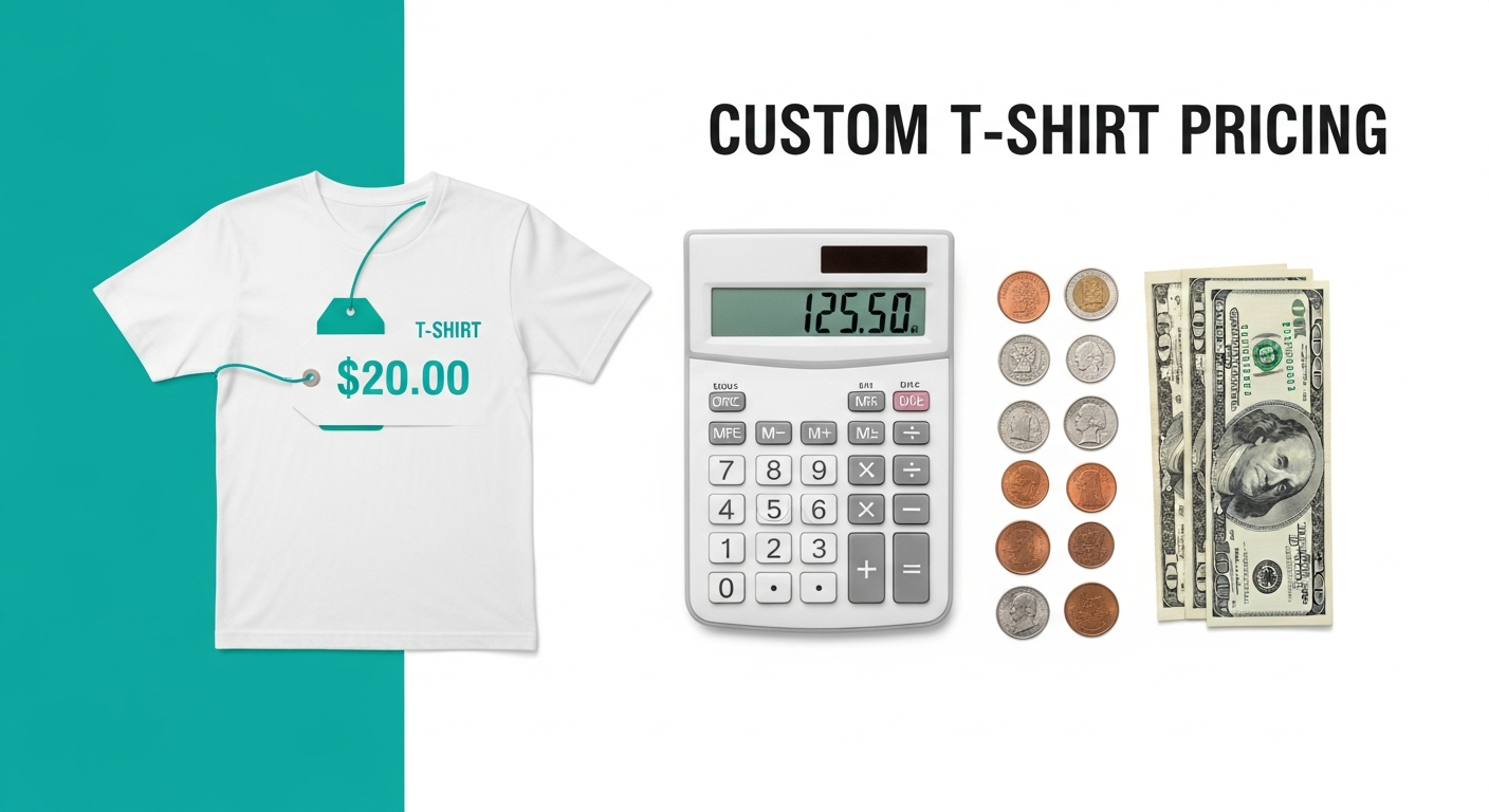 Custom t-shirt pricing breakdown showing cost factors and savings opportunities