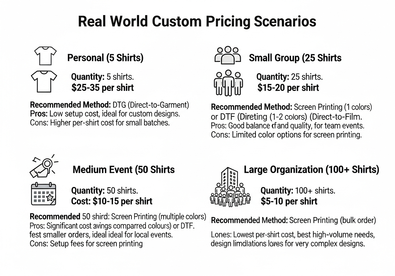 Pricing scenario examples for events, businesses, and personal orders