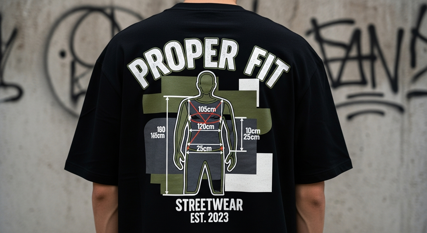 Oversized back print design on a custom t-shirt showing large graphic placement