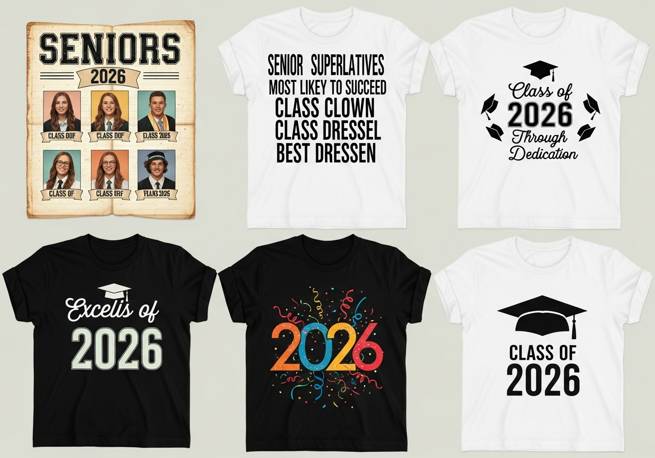 Graduation and senior class custom t-shirts with class year designs