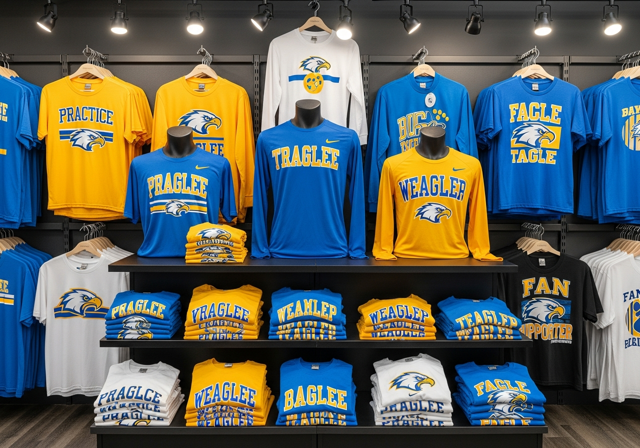 Custom sports team fan apparel and athletic shirts for school teams