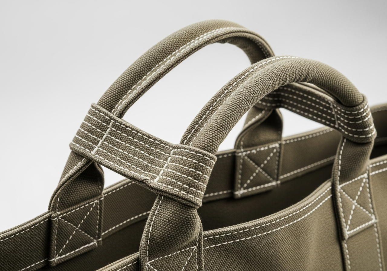 Canvas tote bag durability and stress testing showing reinforced stitching and heavy weight capacity
