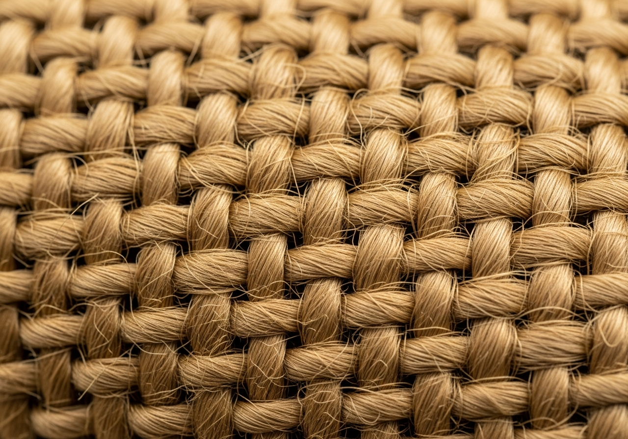 Close-up of natural jute fiber texture showing golden-brown weave pattern for custom tote bags