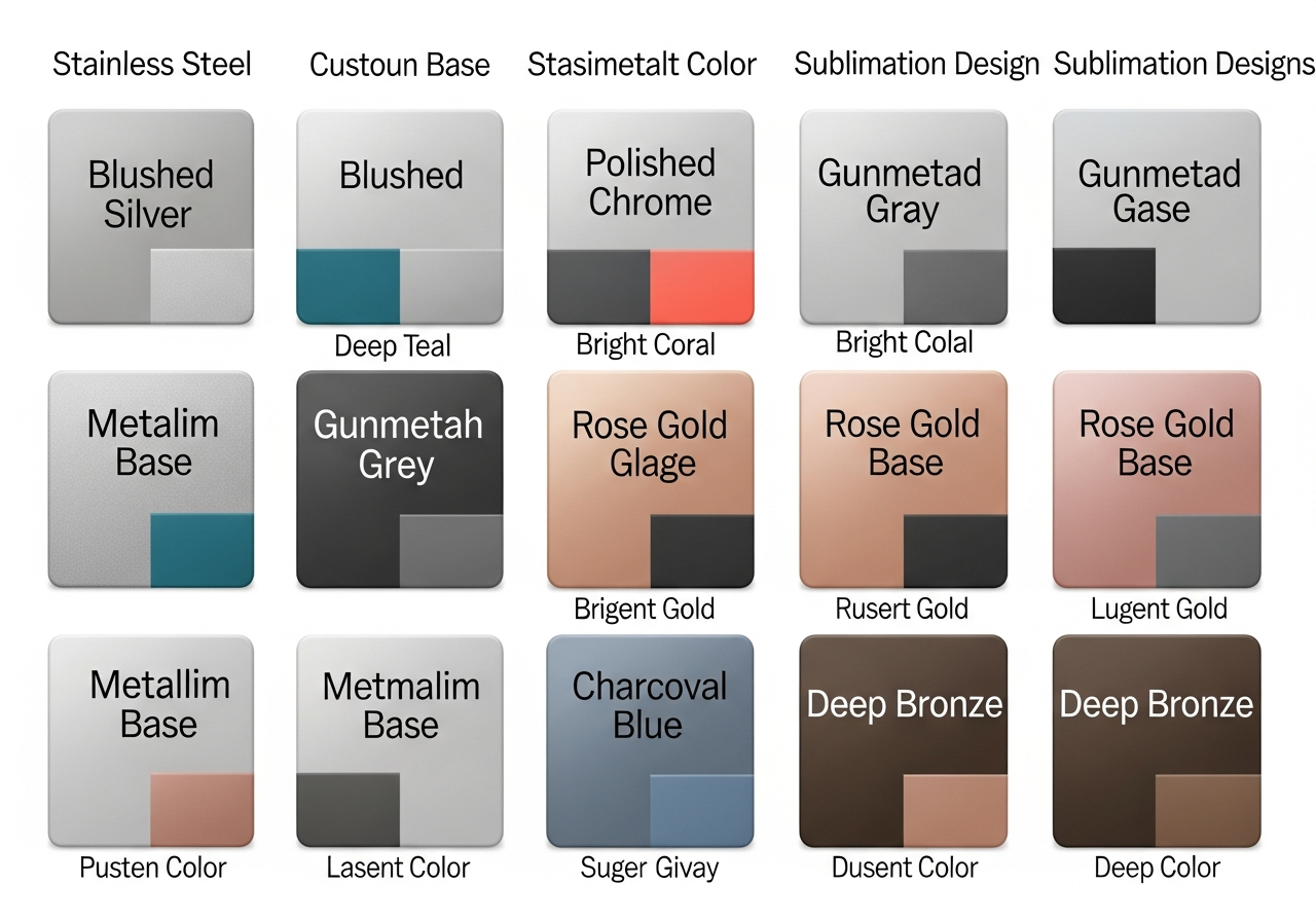 Color palette examples showing complementary and analogous schemes on stainless steel tumblers
