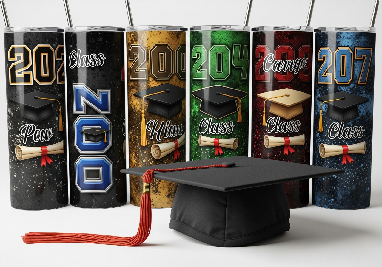 Graduation custom tumblers with class of 2026 designs