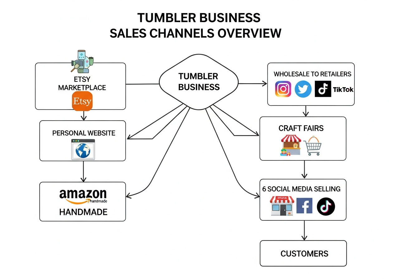 Custom tumbler sales channels comparing Etsy Shopify and Amazon
